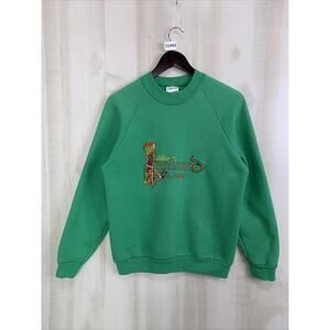 Vintage Screen Stars USA Made Ireland Celtic Embriodered Green Sweatshirt Med